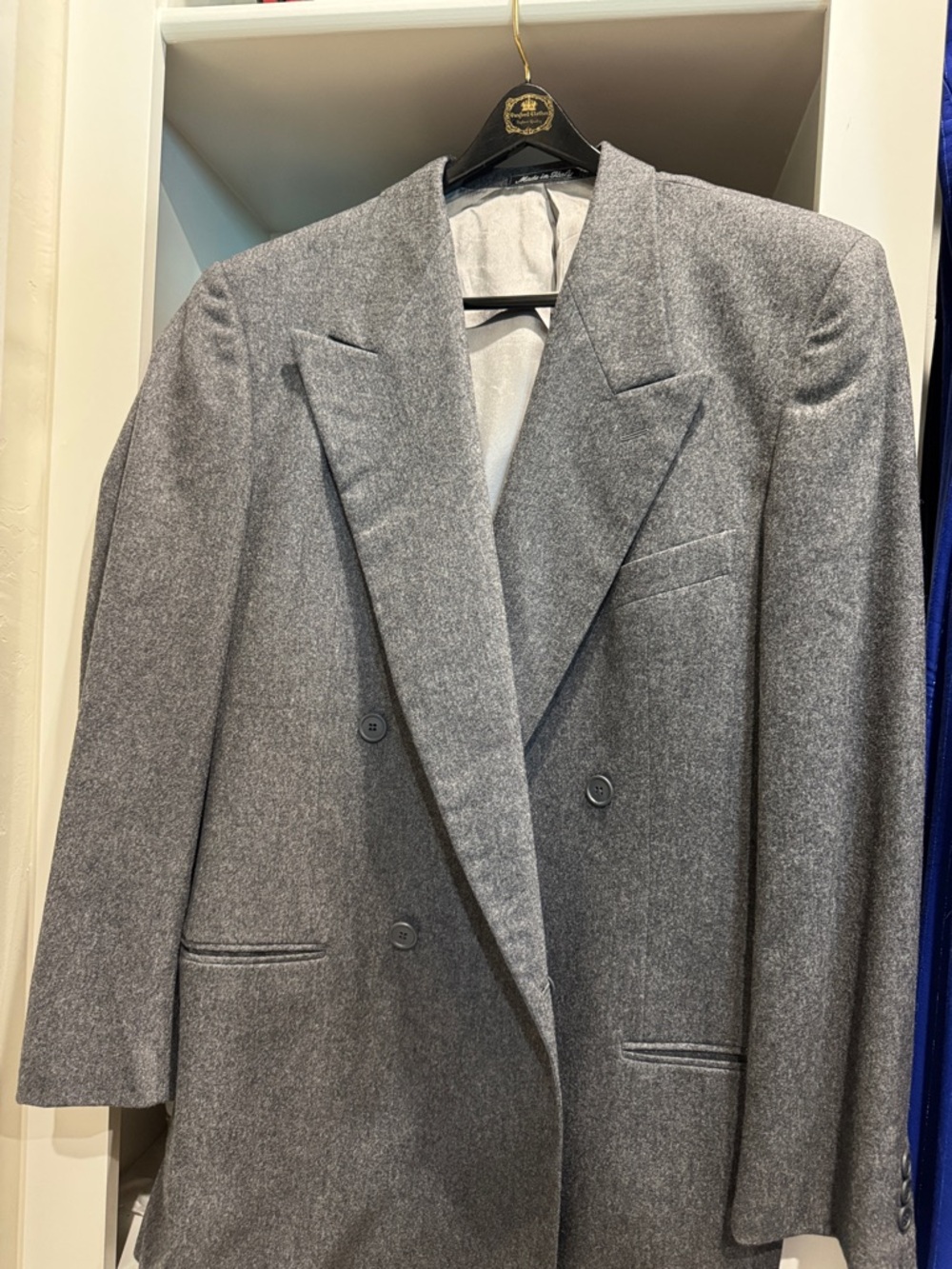 Giorgio Armani Gray Double-Breasted Wool Blazer
